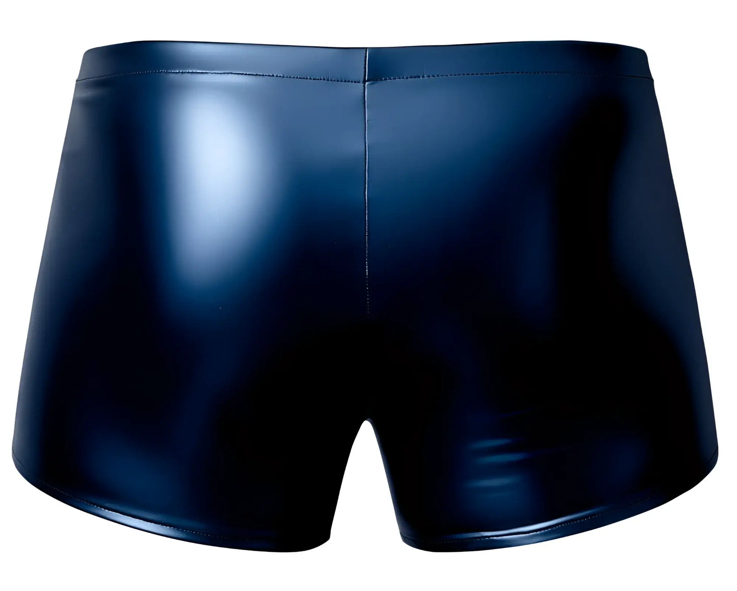 Male power 153-301 liquid onyx 2.0 pouch short in blue shiny faux leather with sleek form-fitting design