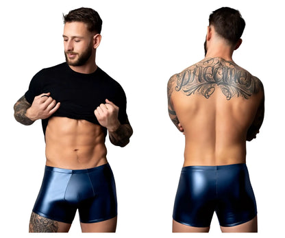 Male Power 153-301 Liquid Onyx 2.0 shiny navy blue faux leather briefs with pouch for men