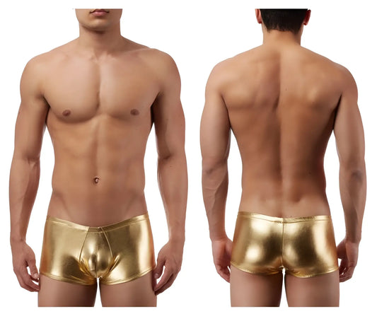 Male power 153070 heavy metal gold metallic mini short boxer briefs designed for a bold and stylish look