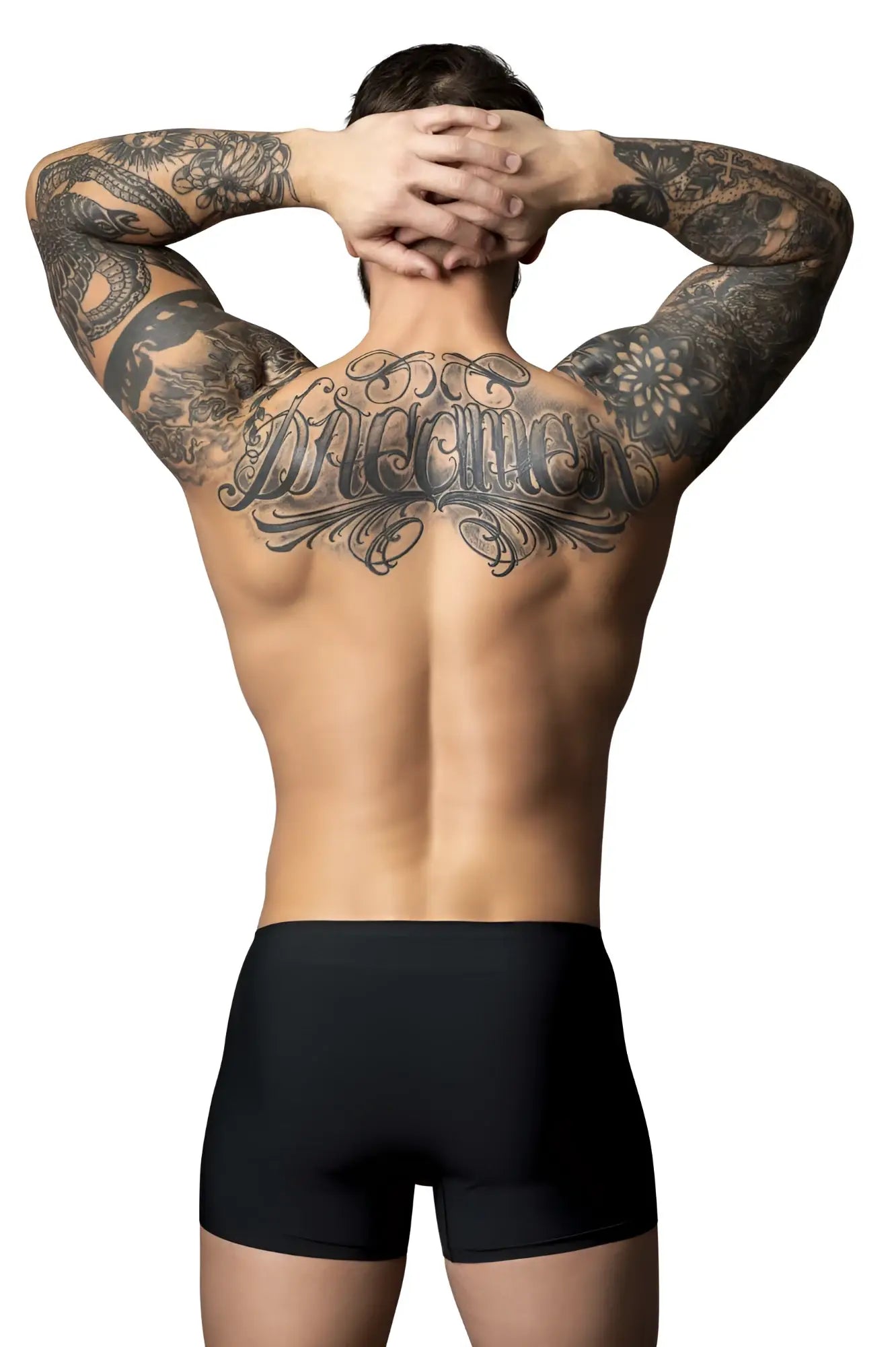 Male power 154-300 hot mesh pouch short in black and red featuring smooth, form-fitting mesh material for comfort