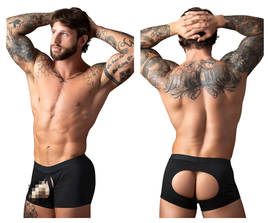 Black male power 162-304 open ended moonshine short athletic briefs with cutout design on back and sides