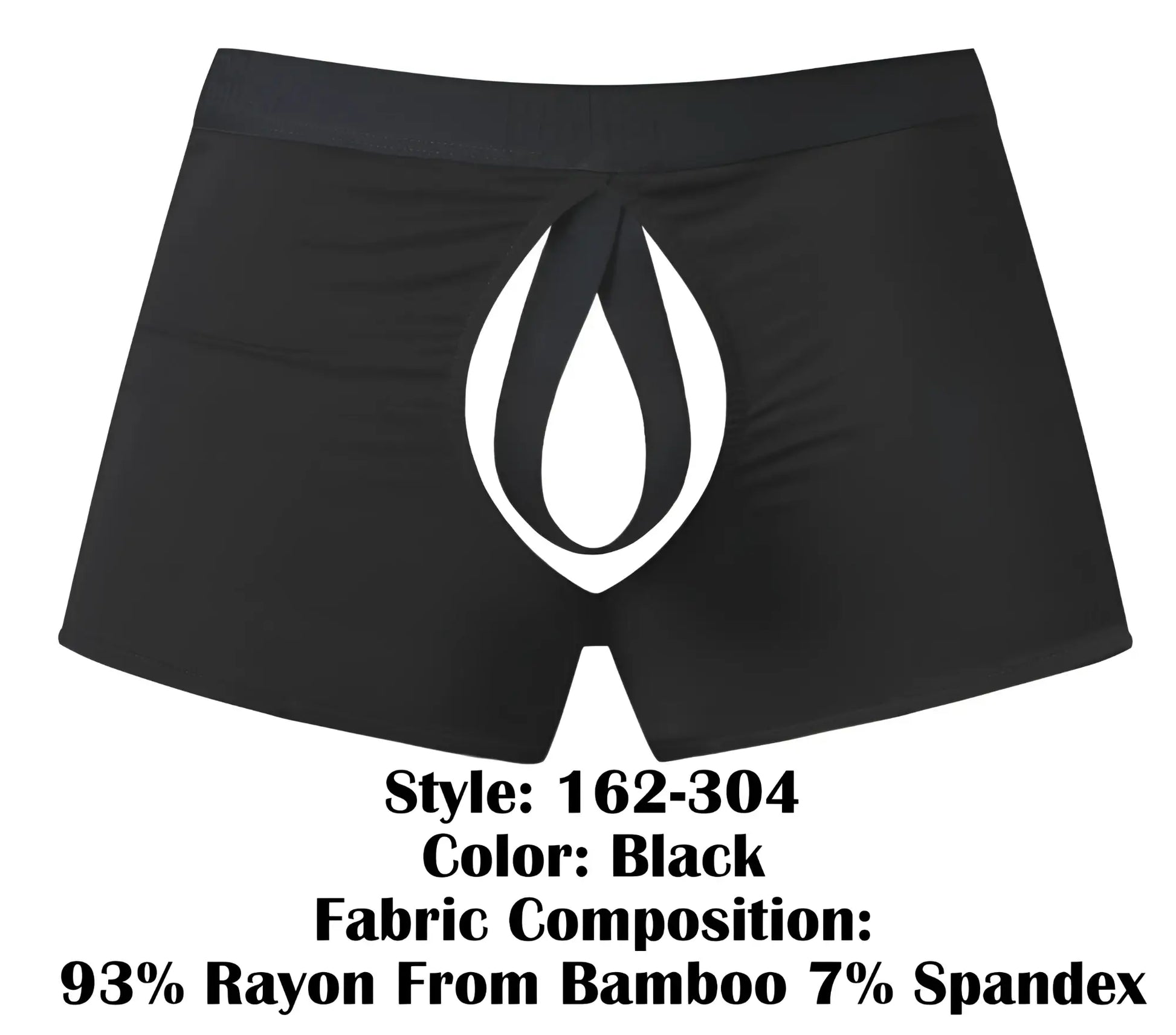 Black male power 162-304 open ended moonshine boxer briefs with bold white flame logo and elastic open front ring