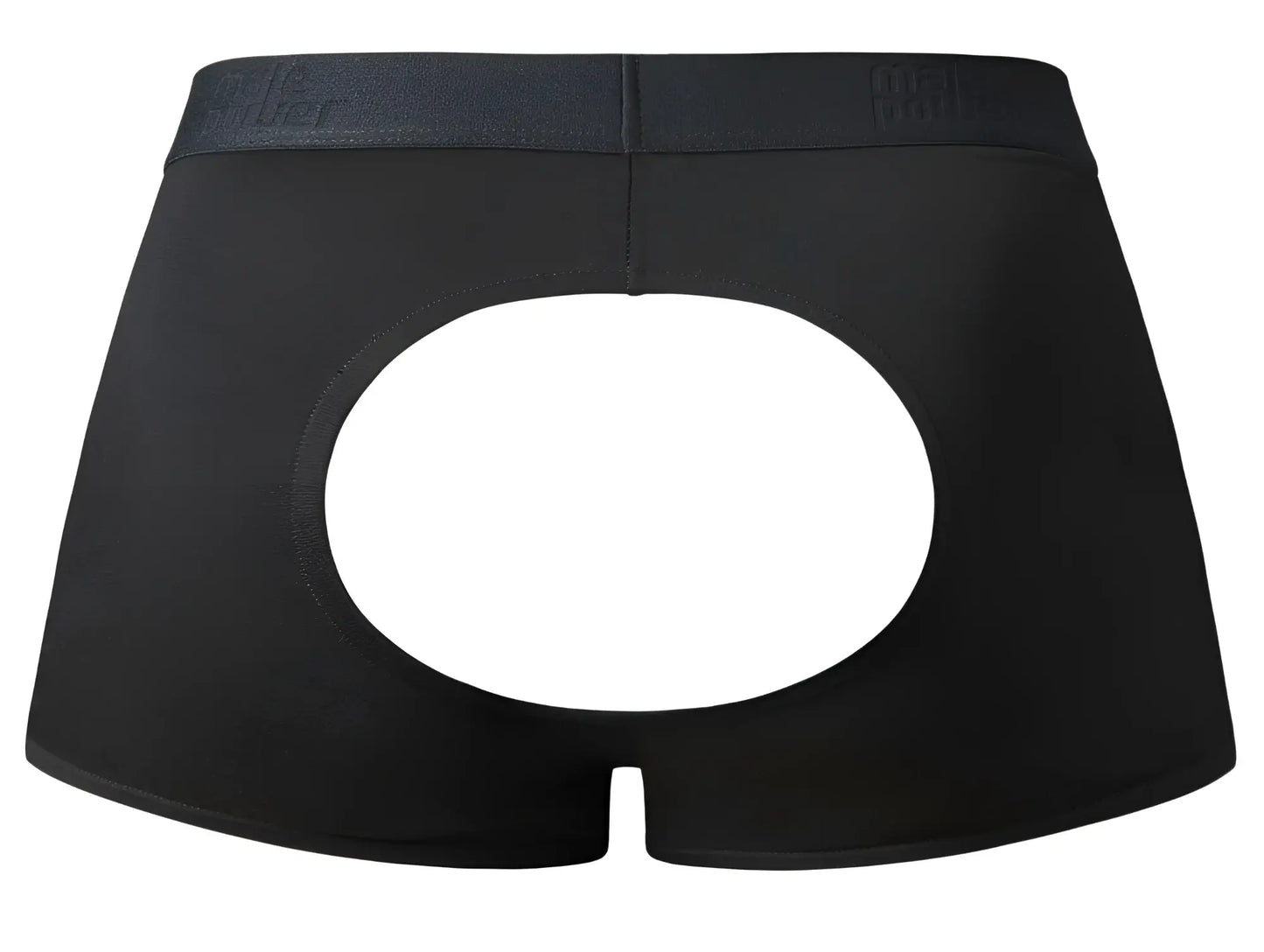 Black male power 162-304 briefs with central circular cutout open front elastic waistband for comfort and support
