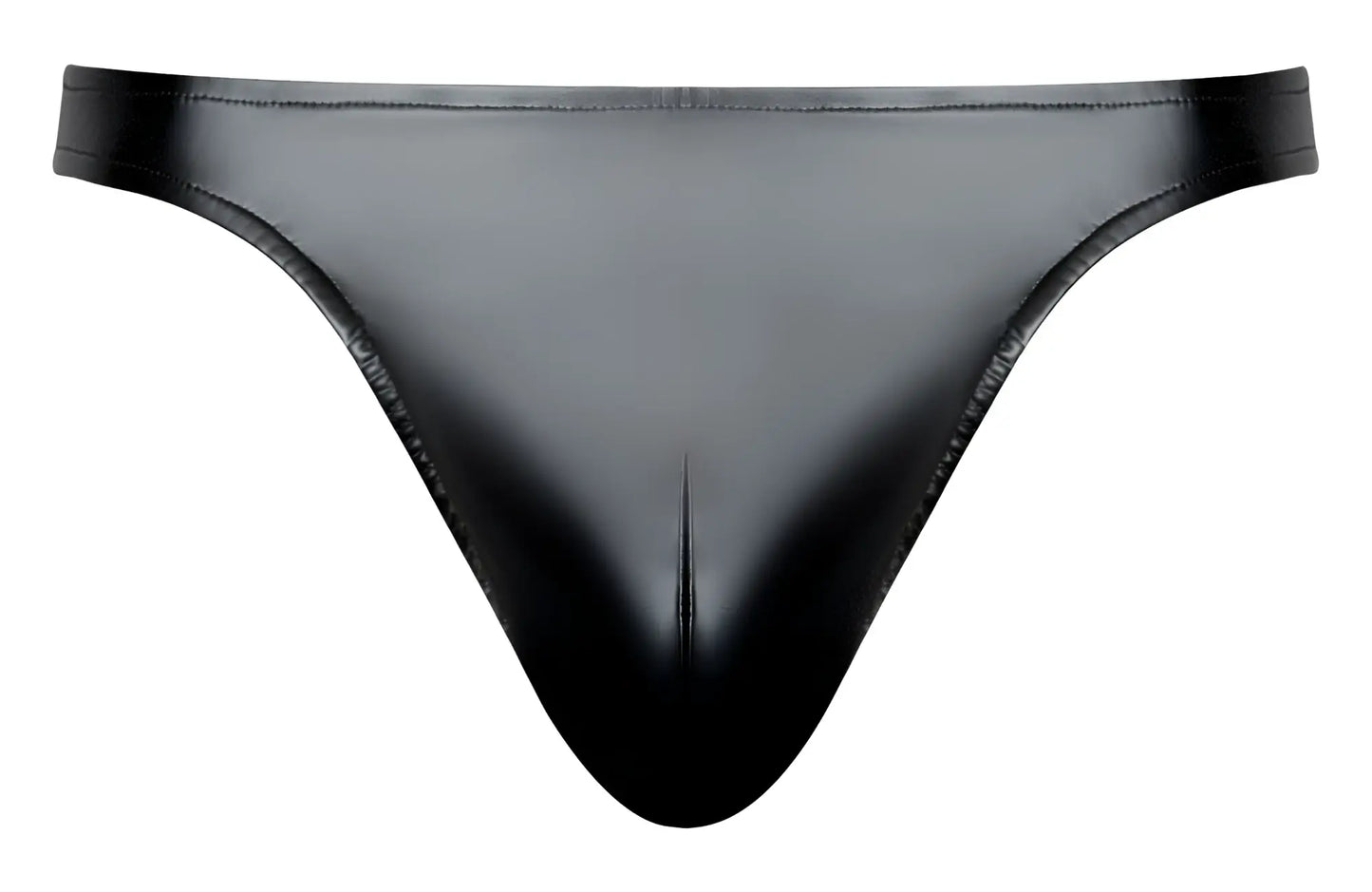 Male power 300-301 liquid onyx 2.0 moonshine color black glossy latex thong with sleek form-fitting design