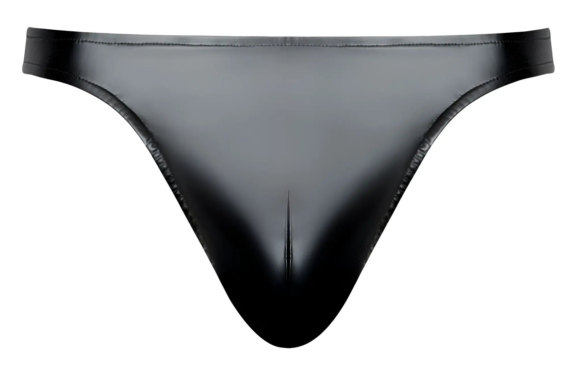 Male power 300-301 liquid onyx 2.0 moonshine color black glossy latex thong with sleek form-fitting design