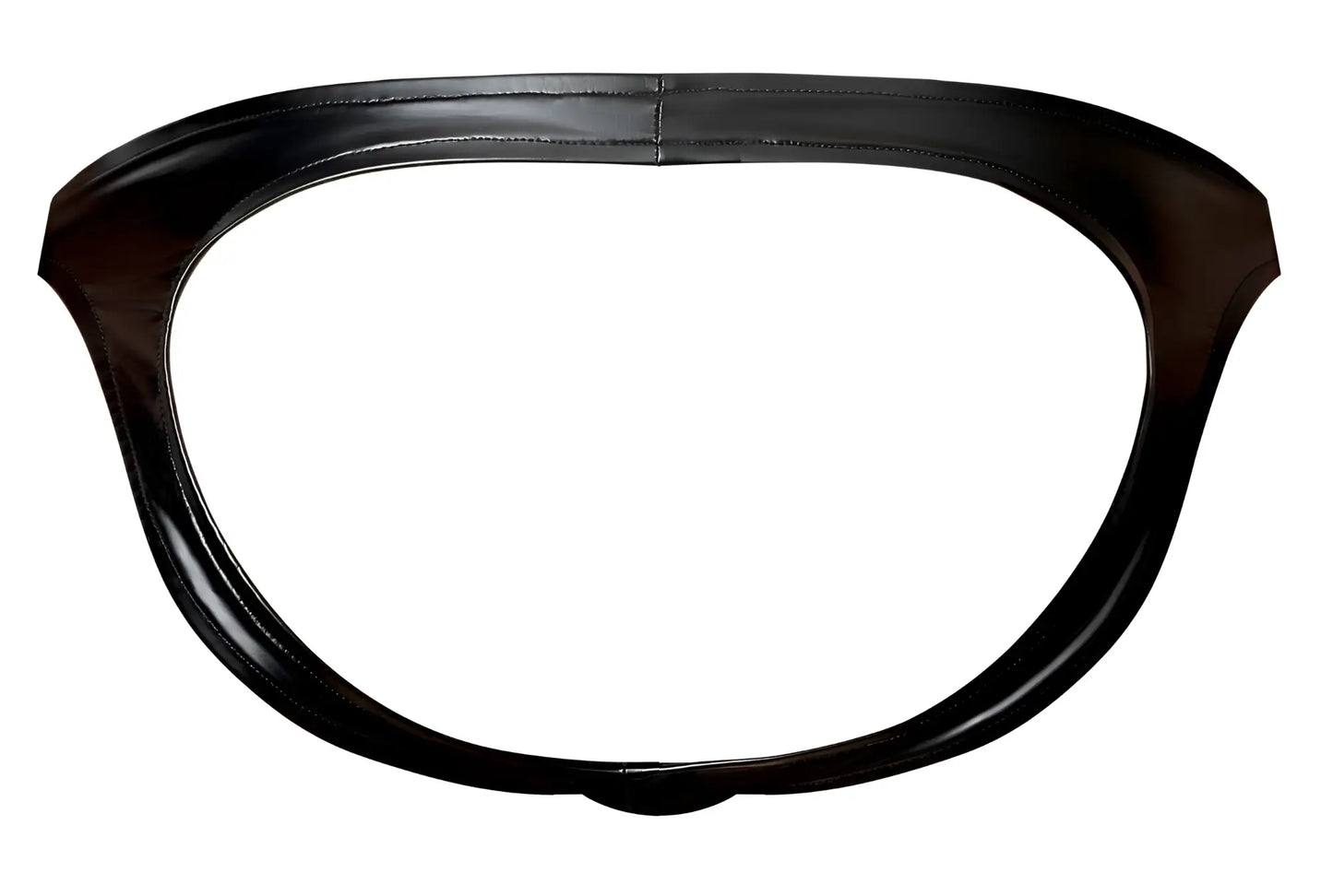 Black glossy leather garter belt with smooth curved design and visible stitching male power 300-301 liquid onyx 2.0