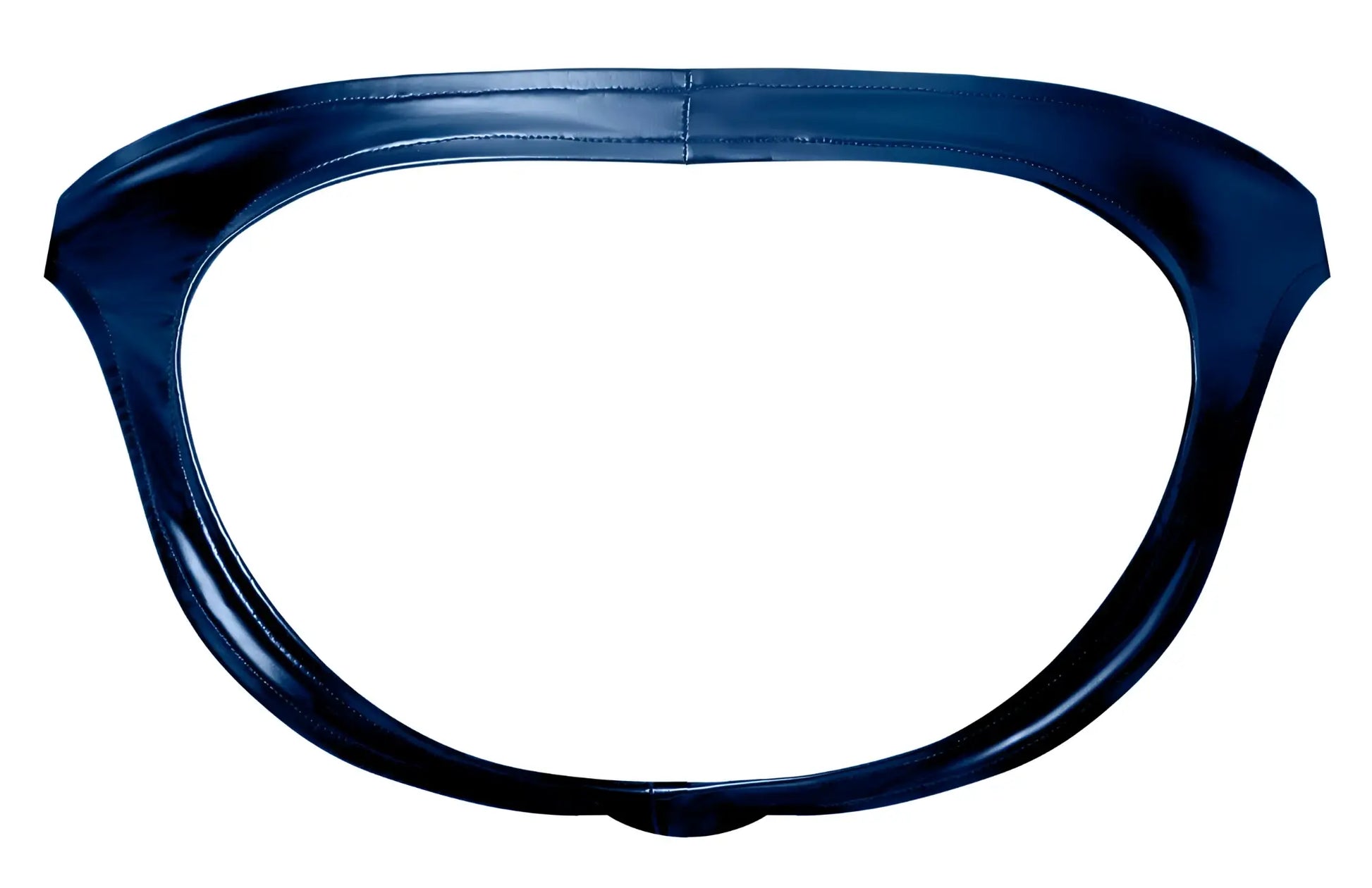 Dark blue glossy latex bikini bottom seamless design from male power 300-301 liquid onyx 2.0 moonshine color blue
