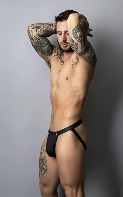 Male power 346-298 oh snap snap off black athletic briefs with single front button closure for active wear