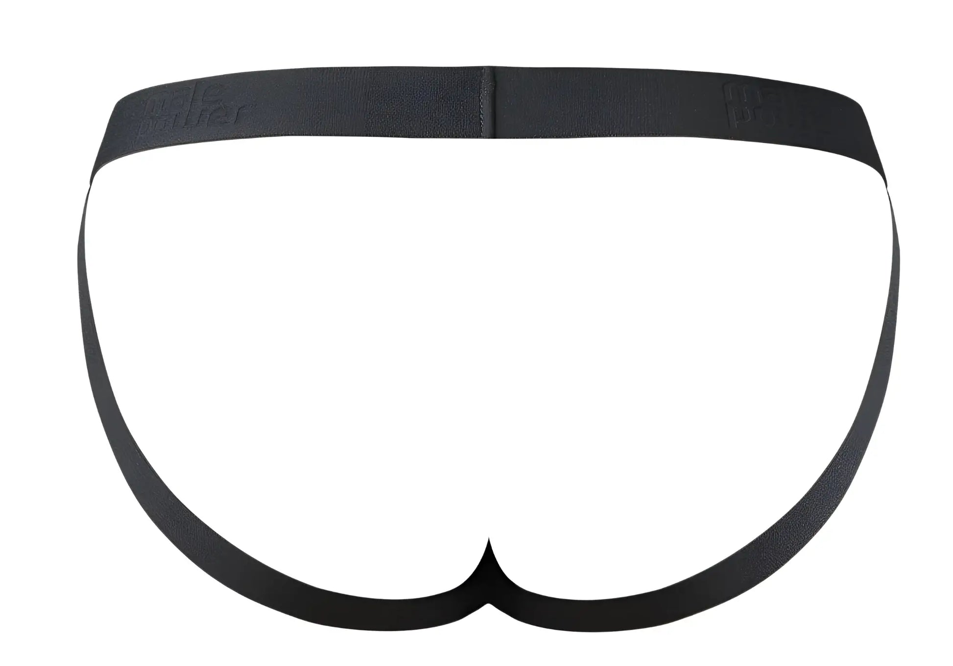 Black male power 348-304 open ended jock briefs with elastic cock ring and seamless design with waistband logo