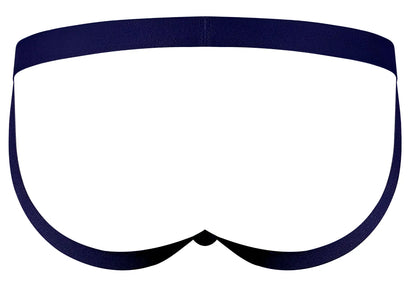 Navy blue cotton male power 386-291 love star jock briefs with supportive waistband and seamless design purple ring