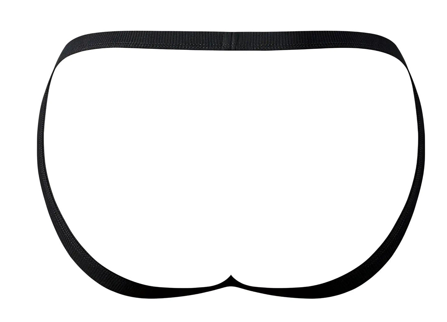 Male power 388-11c fishnet 2 jockstrap black with a smooth seamless black elastic waistband visible from the back side