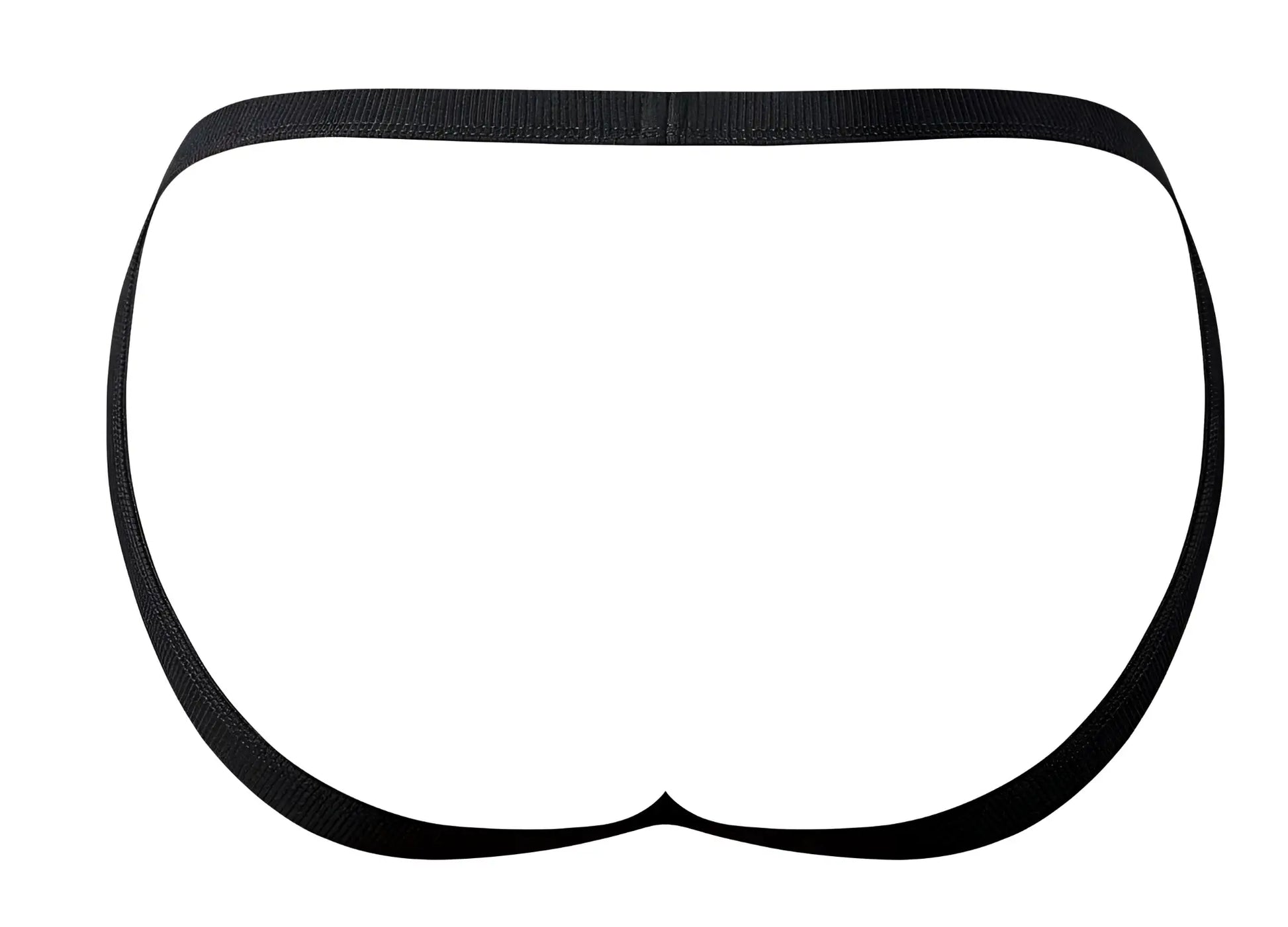Male power 388-11c fishnet 2 jockstrap black with a smooth seamless black elastic waistband visible from the back side