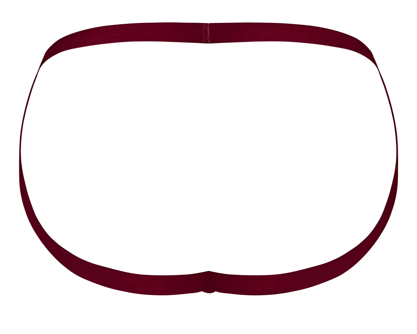 Male power 394-289 lucifer strappy jock in burgundy maroon elastic waistband briefs shown from the back side