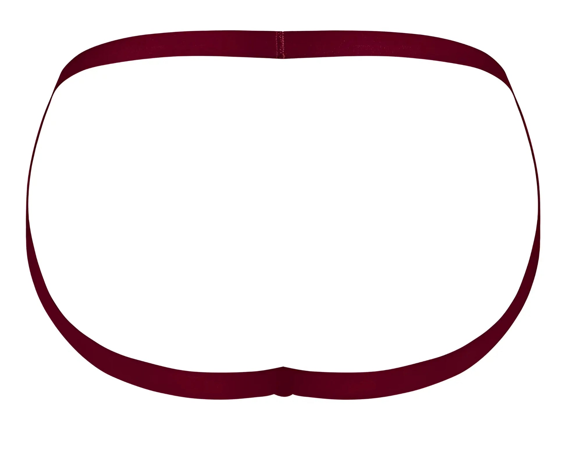 Male power 394-289 lucifer strappy jock in burgundy maroon elastic waistband briefs shown from the back side