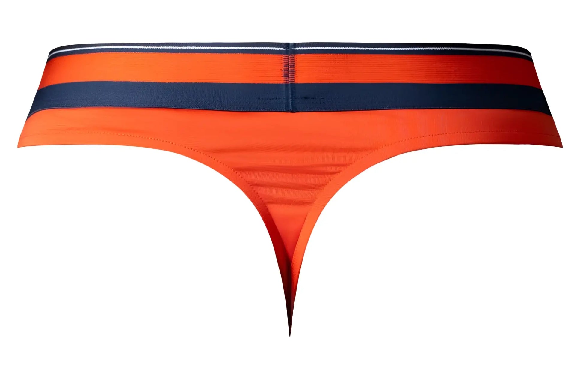 Male power 412-299 soo cumfy orange thong with navy blue and white striped waistband comfortable fit
