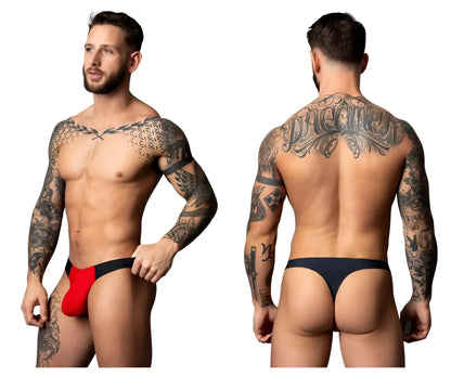 Male power 442-300 hot mesh bong thong in black and red featuring a bold modern design with breathable mesh fabric