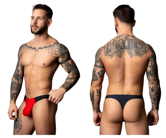 Male power 442-300 hot mesh bong thong in black and red featuring a bold modern design with breathable mesh fabric