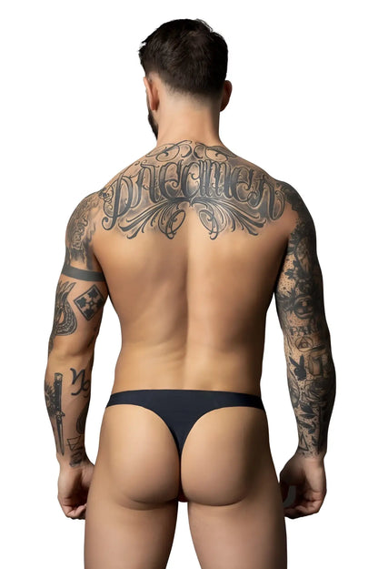 Black and red male power 442-300 hot mesh thong in a sleek minimalist design showing the back side