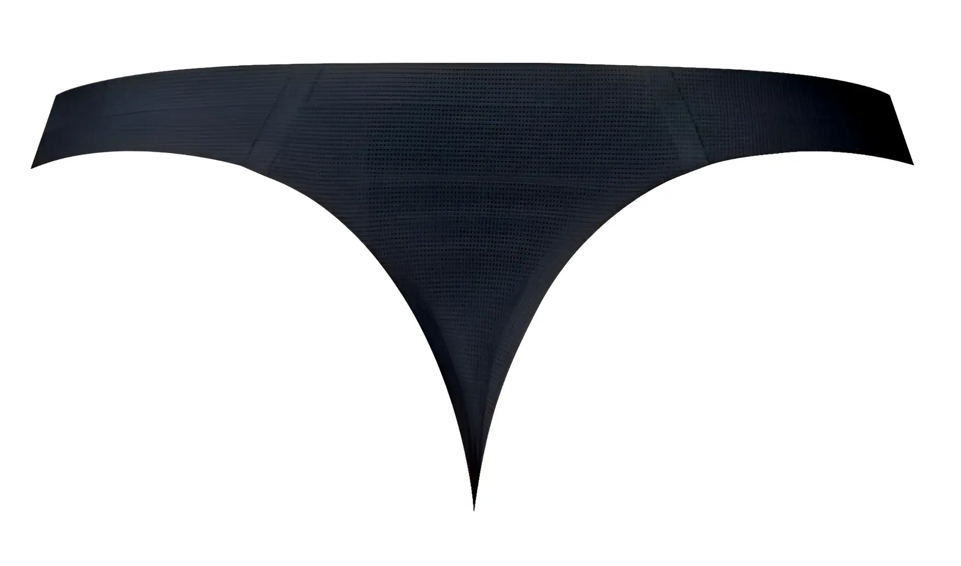 Black textured male power 442-300 hot mesh thong with sleek modern design in black and red, front view