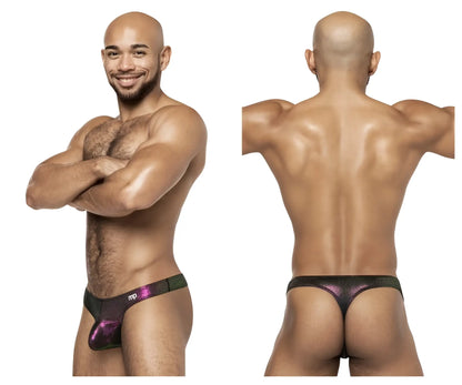 Male Power 443-277 Hocus Pocus purple black iridescent fabric briefs with subtle shimmering pattern front view