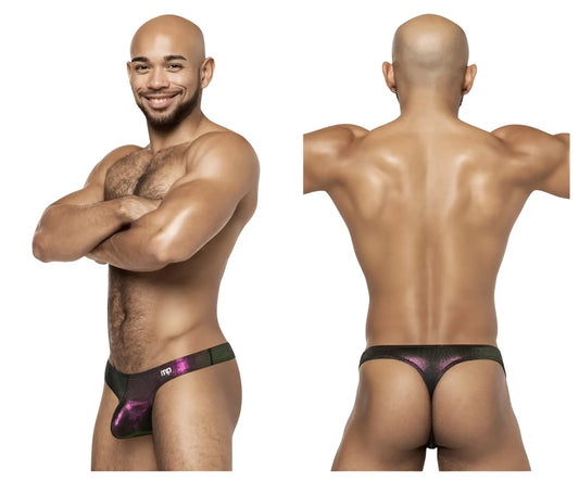 Male Power 443-277 Hocus Pocus purple black iridescent fabric briefs with subtle shimmering pattern front view