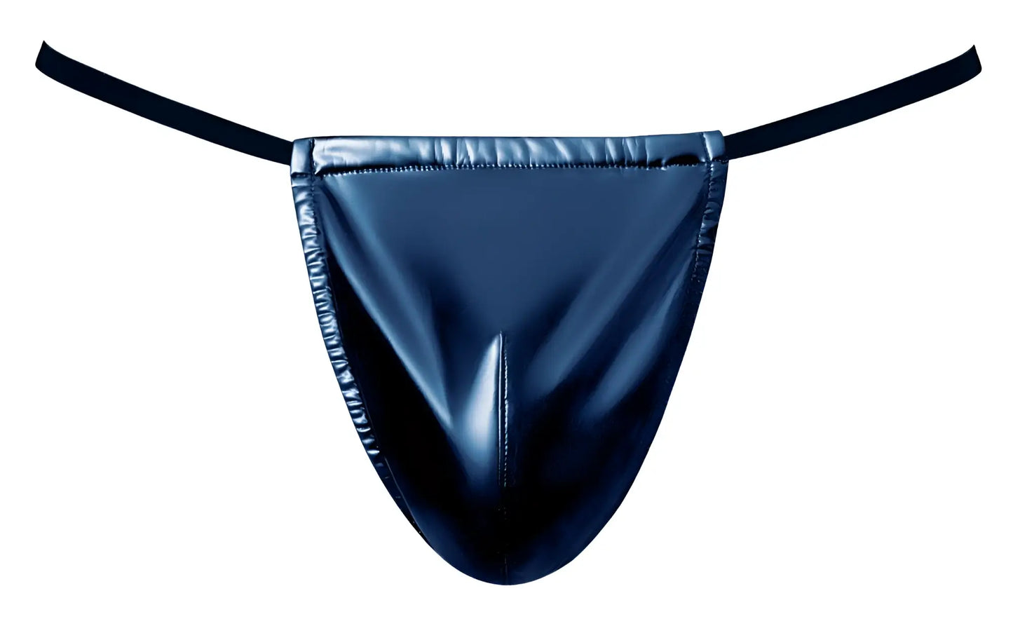 Black patent leather male power 450-301 liquid onyx 2.0 blue g-string with thin elastic thong straps