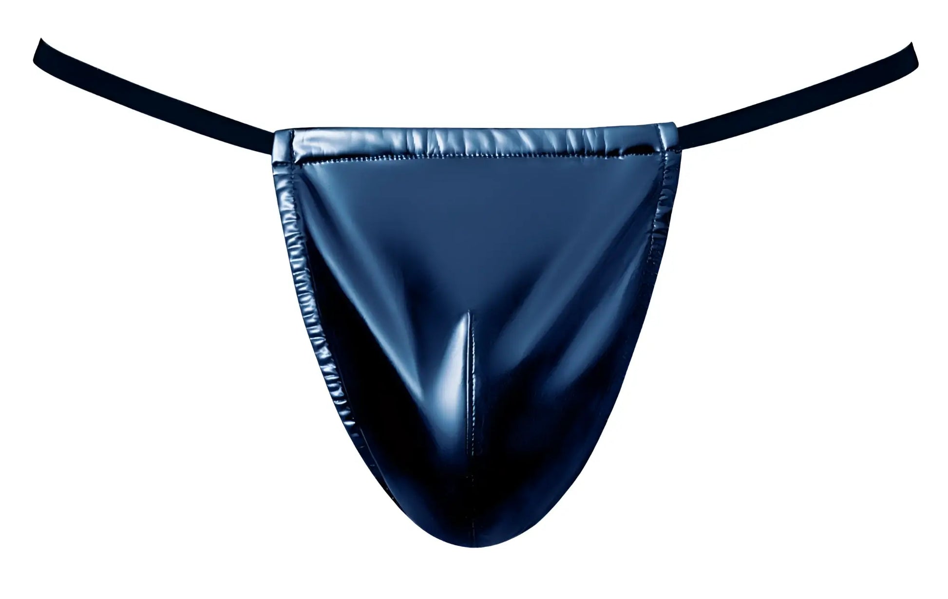 Black patent leather male power 450-301 liquid onyx 2.0 blue g-string with thin elastic thong straps