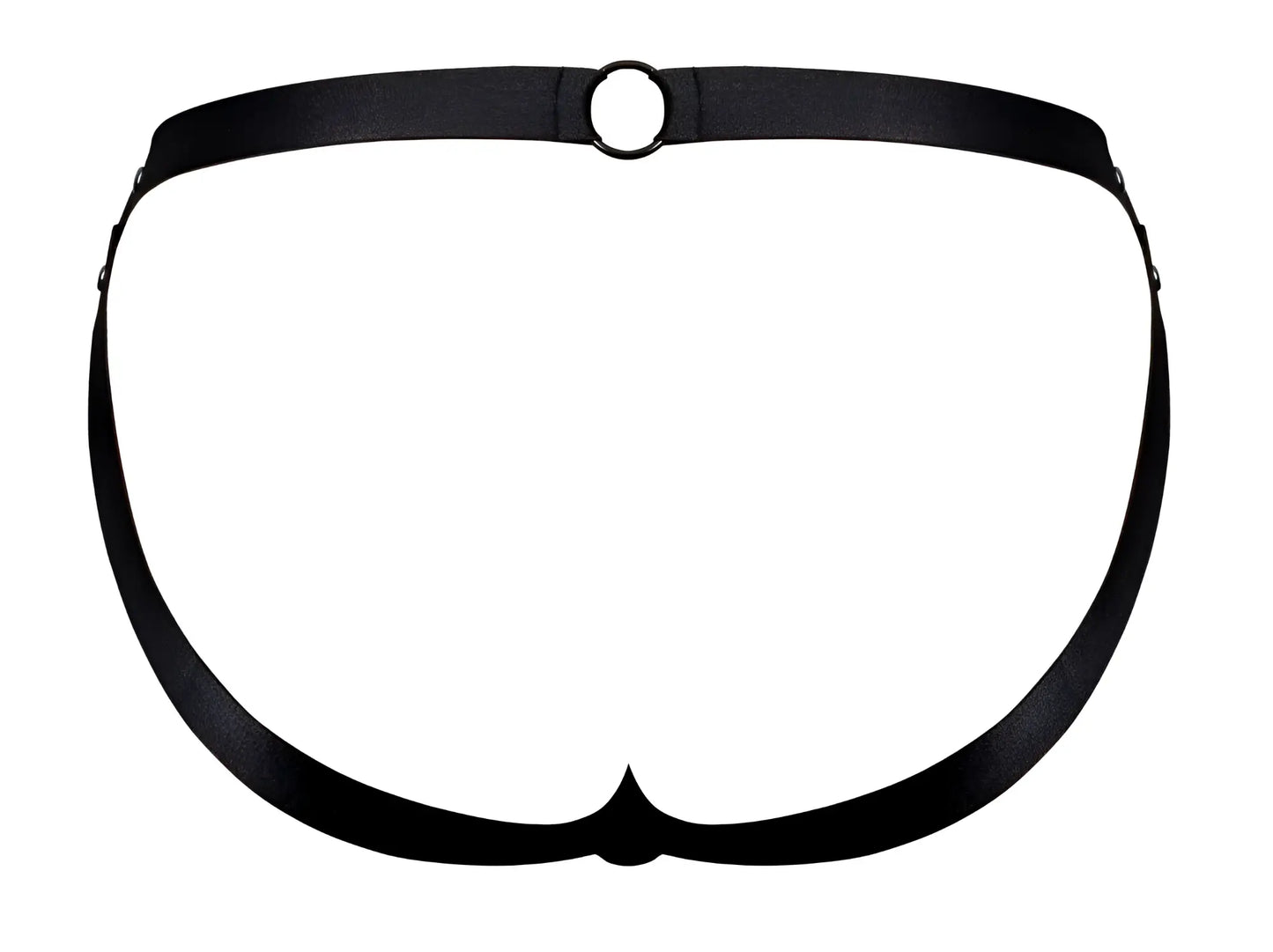 Male power pak-158 fetish spartacus black leather harness with central circular ring and adjustable side straps