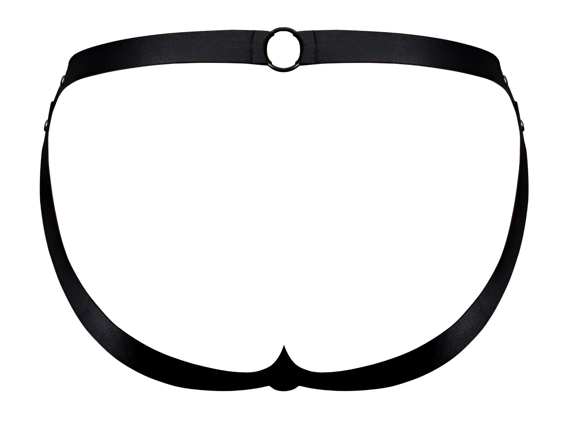 Male power pak-158 fetish spartacus black leather harness with central circular ring and adjustable side straps
