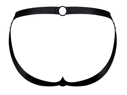 Male power pak-158 fetish spartacus black leather harness with central circular ring and adjustable side straps