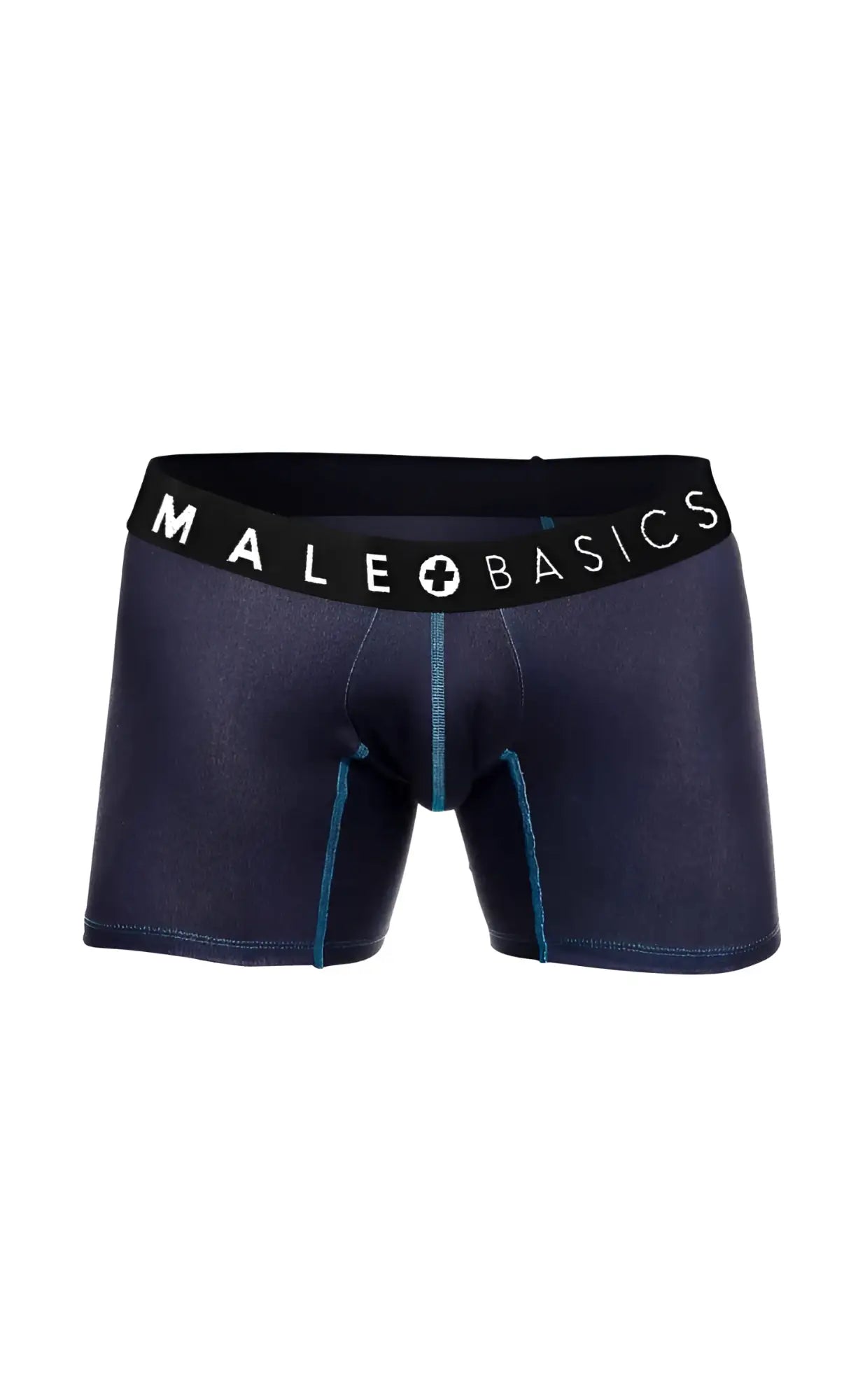 Dark blue denim-style boxer briefs with black waistband and male basics logo from the malebasics 3-pack boxer brief stache