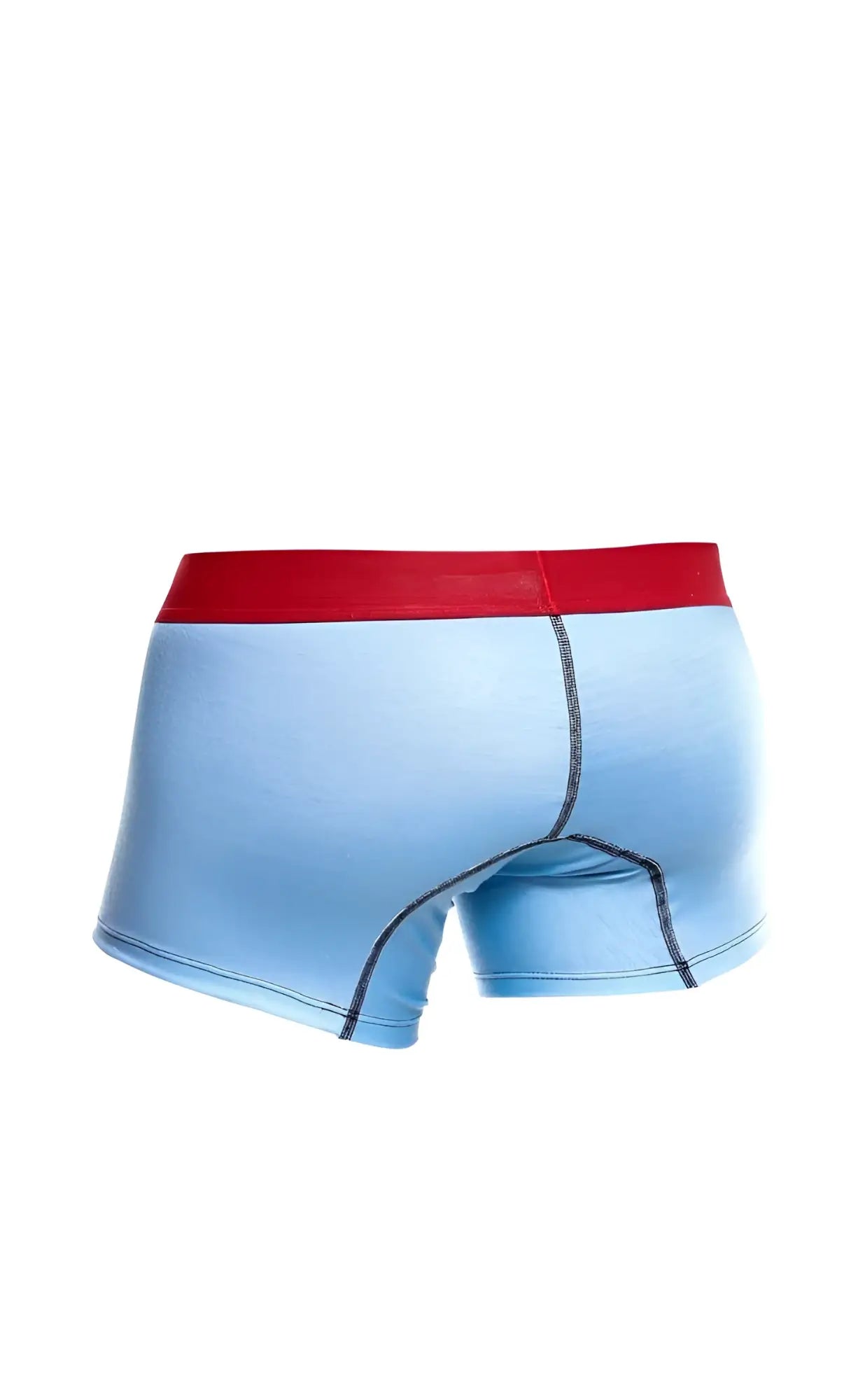 Malebasics light blue boxer briefs with red waistband and dark seam stitching in 3-pack trunk boats set