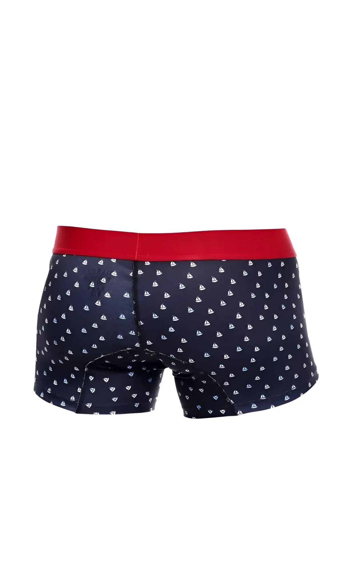 Malebasics 3-pack trunk boats navy blue boxer briefs with red waistband and white sailboat pattern for everyday comfort