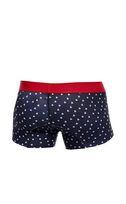 Malebasics 3-pack trunk boats navy blue boxer briefs with red waistband and white sailboat pattern for everyday comfort