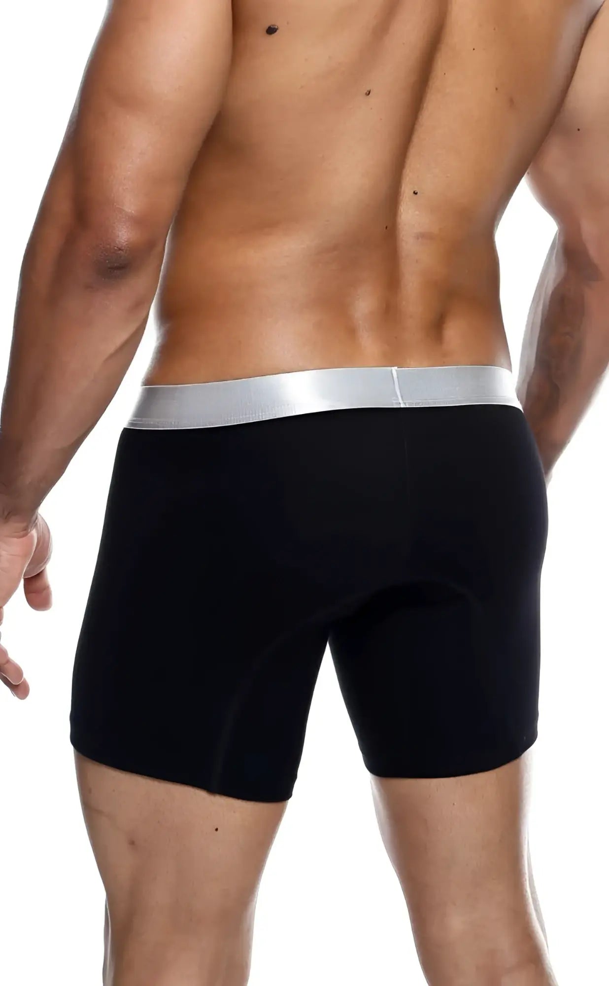 MaleBasics boxer brief pima black briefs with sleek silver waistband made from soft breathable fabric