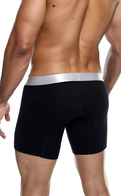 MaleBasics boxer brief pima black briefs with sleek silver waistband made from soft breathable fabric