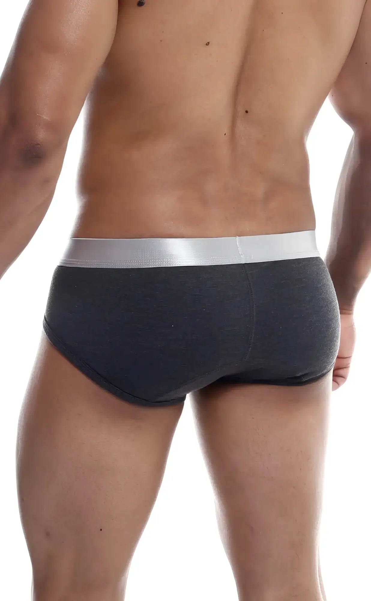 Malebasics brief pima dark gray briefs with sleek silver waistband made from soft pima cotton for everyday comfort
