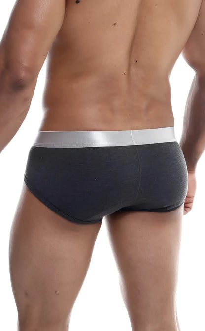 Malebasics brief pima dark gray briefs with sleek silver waistband made from soft pima cotton for everyday comfort