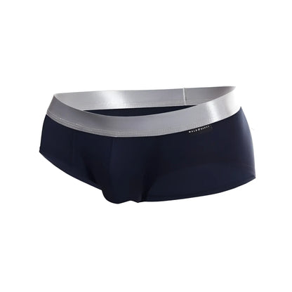Malebasics brief pima navy blue briefs with shiny silver waistband made of soft pima cotton for everyday comfort