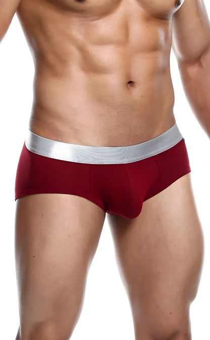 Red maleBasics brief pima made of soft pima cotton with silver elastic waistband for athletic support