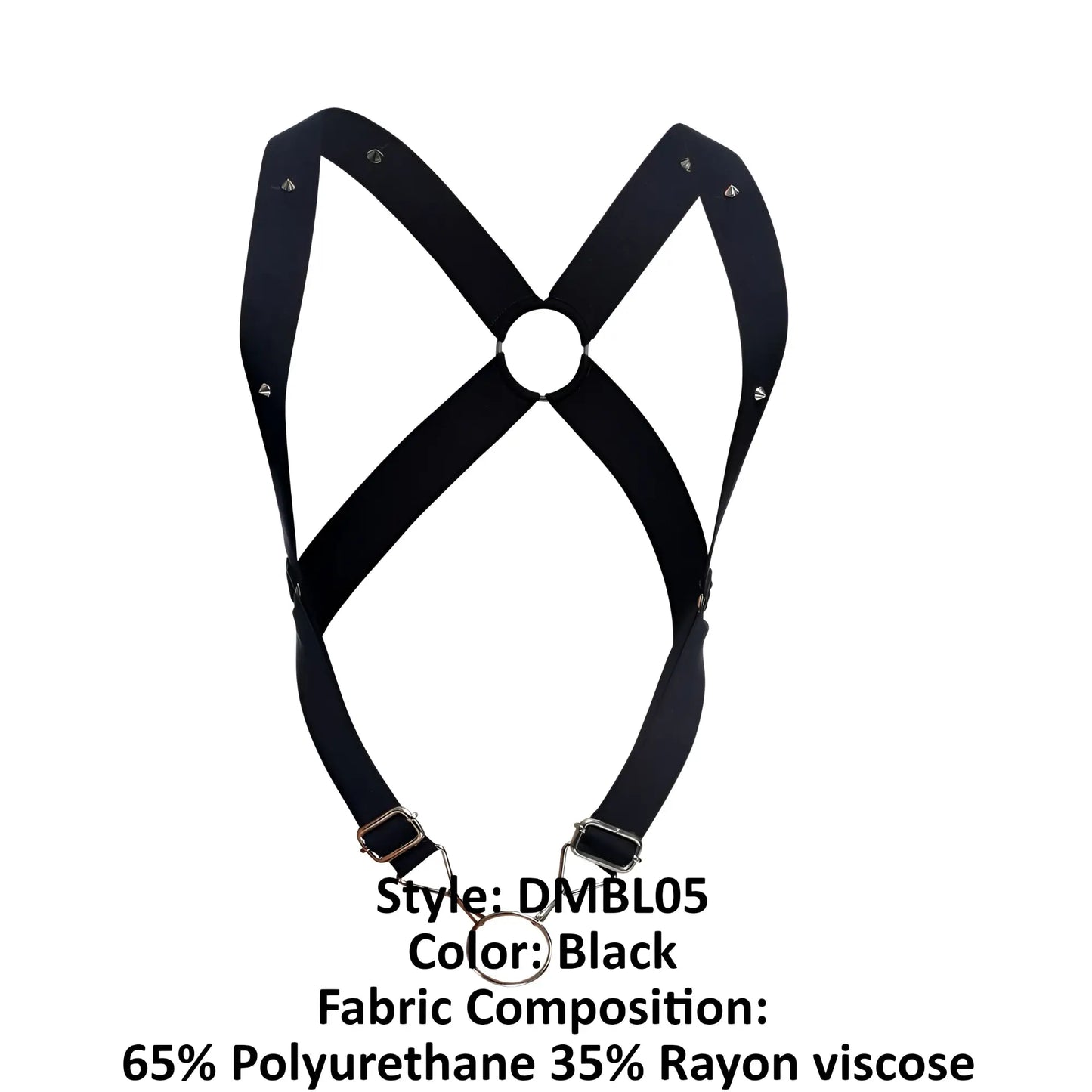 Malebasics dmbl05 dngeon black crossback harness with adjustable straps metal buckles 65 polyurethane 35 rayon viscose