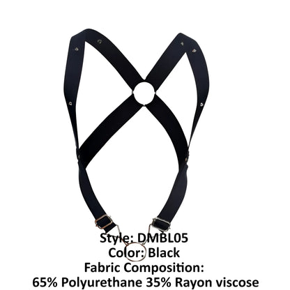 Malebasics dmbl05 dngeon black crossback harness with adjustable straps metal buckles 65 polyurethane 35 rayon viscose