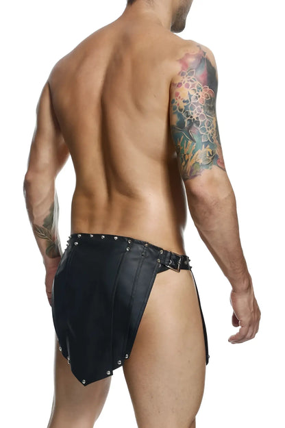 Malebasics dmbl10 dngeon black leather briefs with silver studs and buckle belt from roman skirt collection