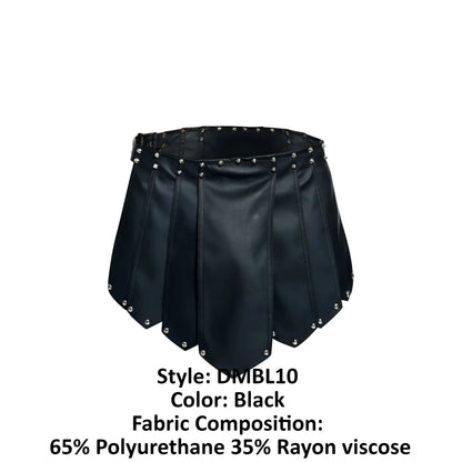 Malebasics dmb10 dngeon black pleated skirt with silver studs made from 65 polyurethane and 35 rayon viscose