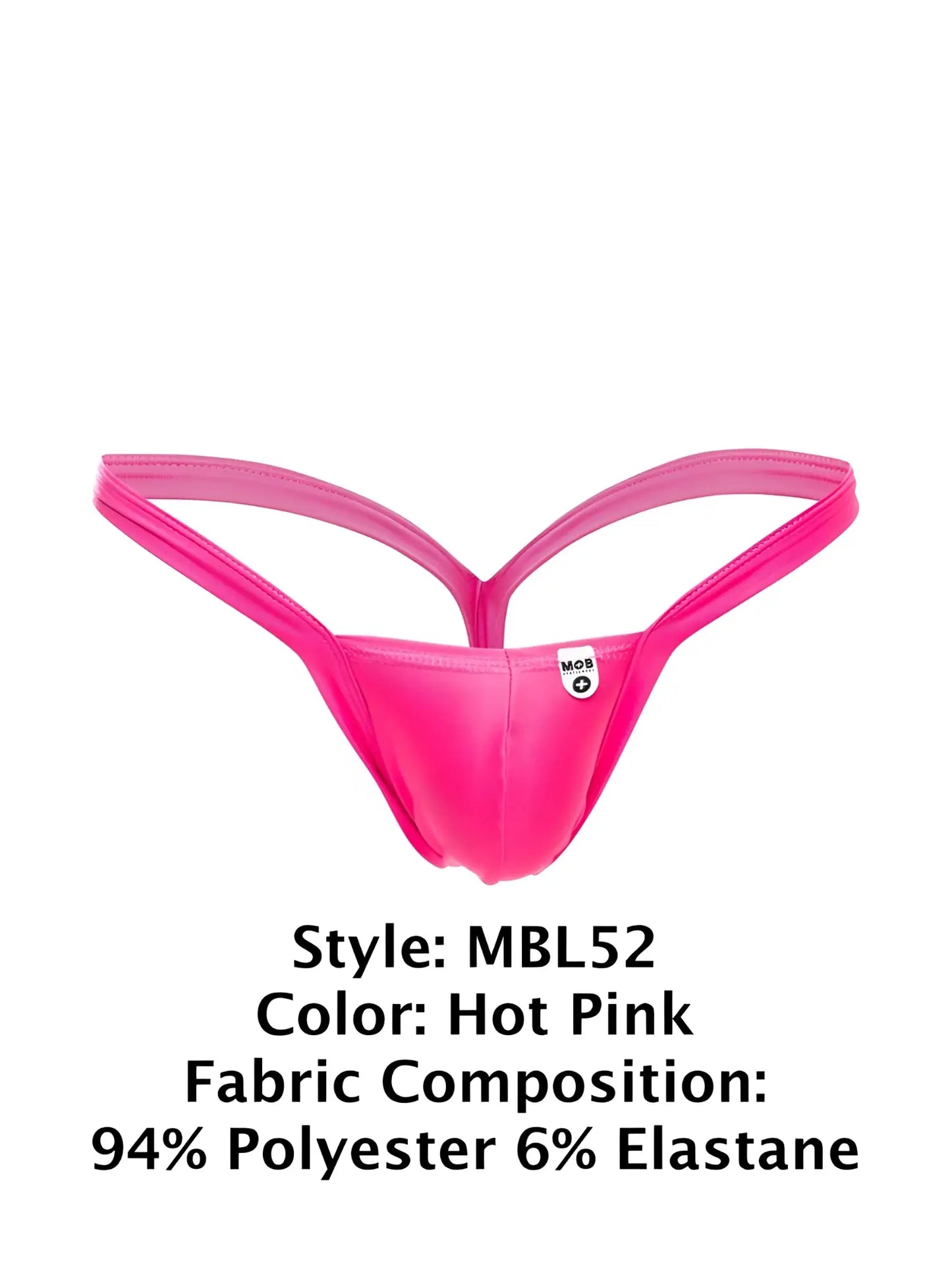 Malebasics mbl52 y buns thong in hot pink with thin supportive straps made of smooth polyester elastane blend