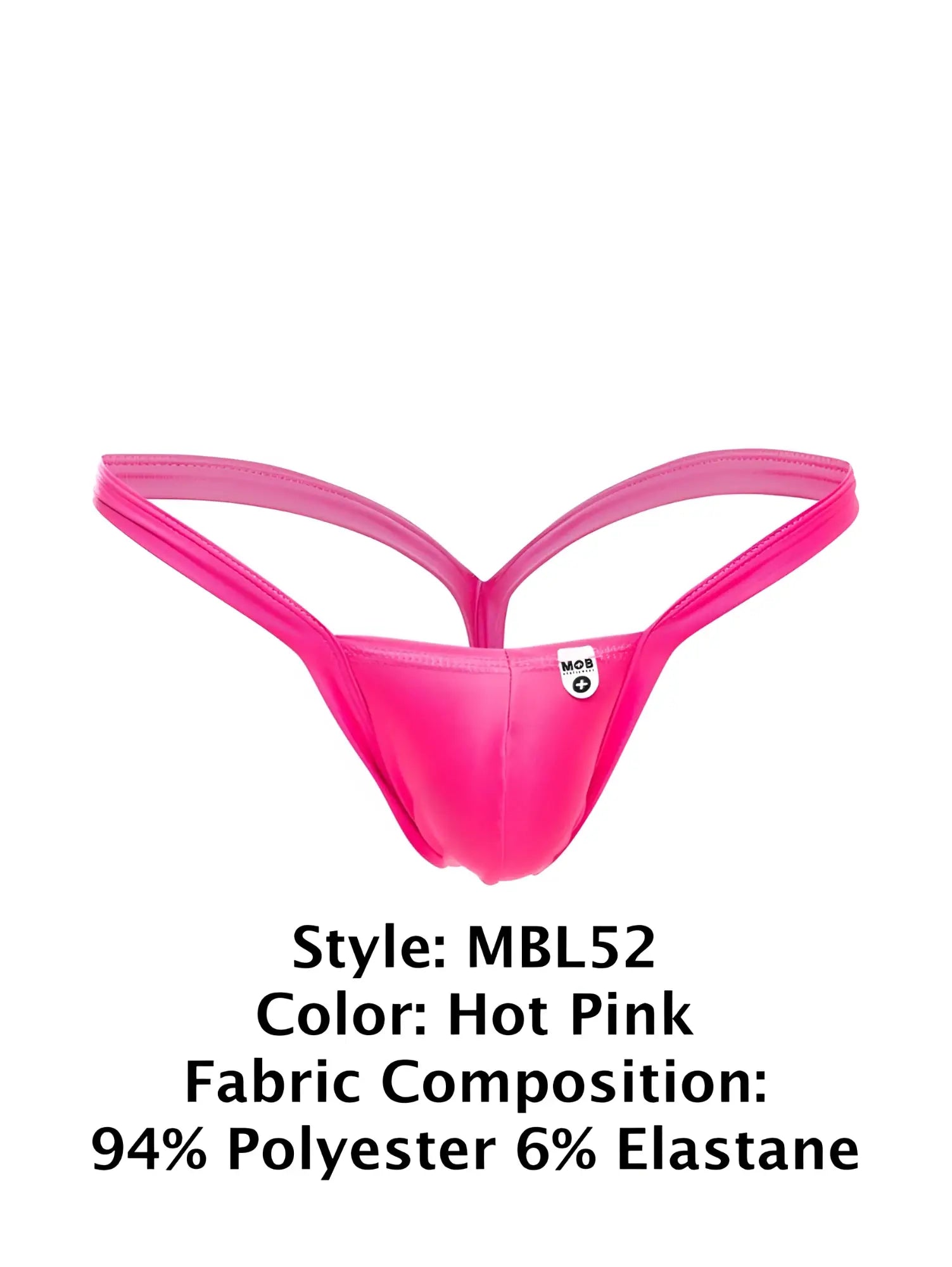 Malebasics mbl52 y buns thong in hot pink with thin supportive straps made of smooth polyester elastane blend