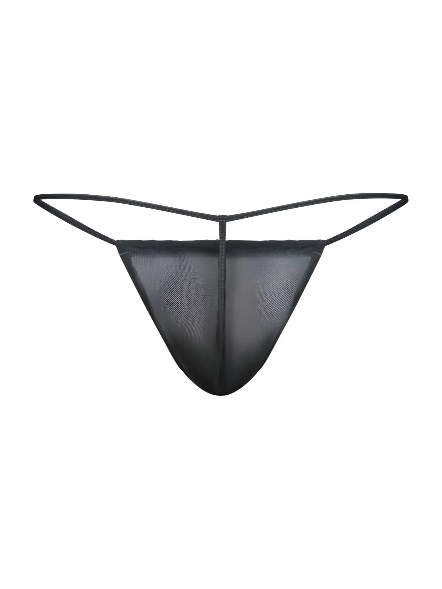 Black mesh thong g-string with thin adjustable elastic straps from malebasics mbl59 showing back side