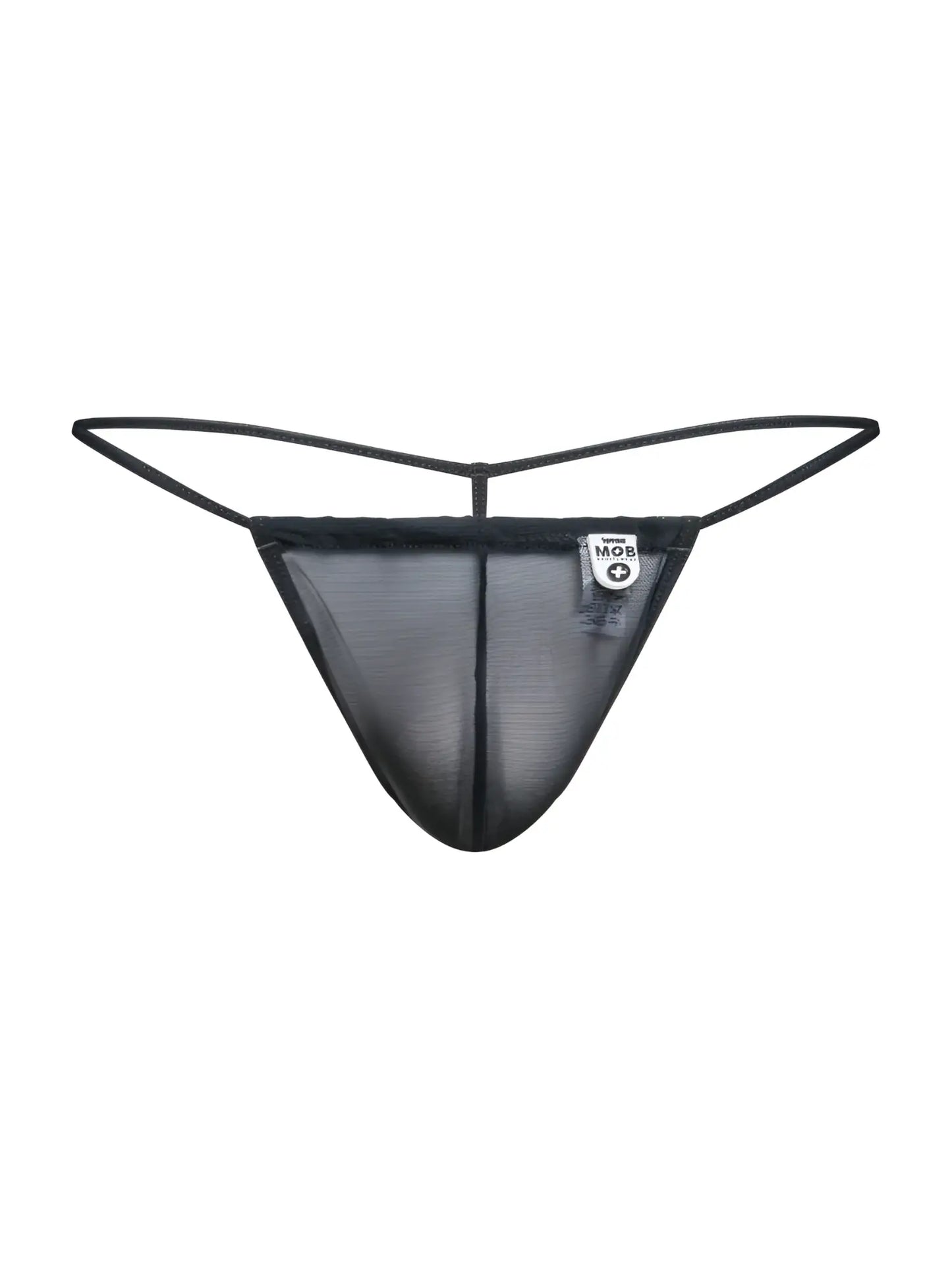 Black mesh male bascis mbl59 g-string thong with thin elastic straps and small white brand tag