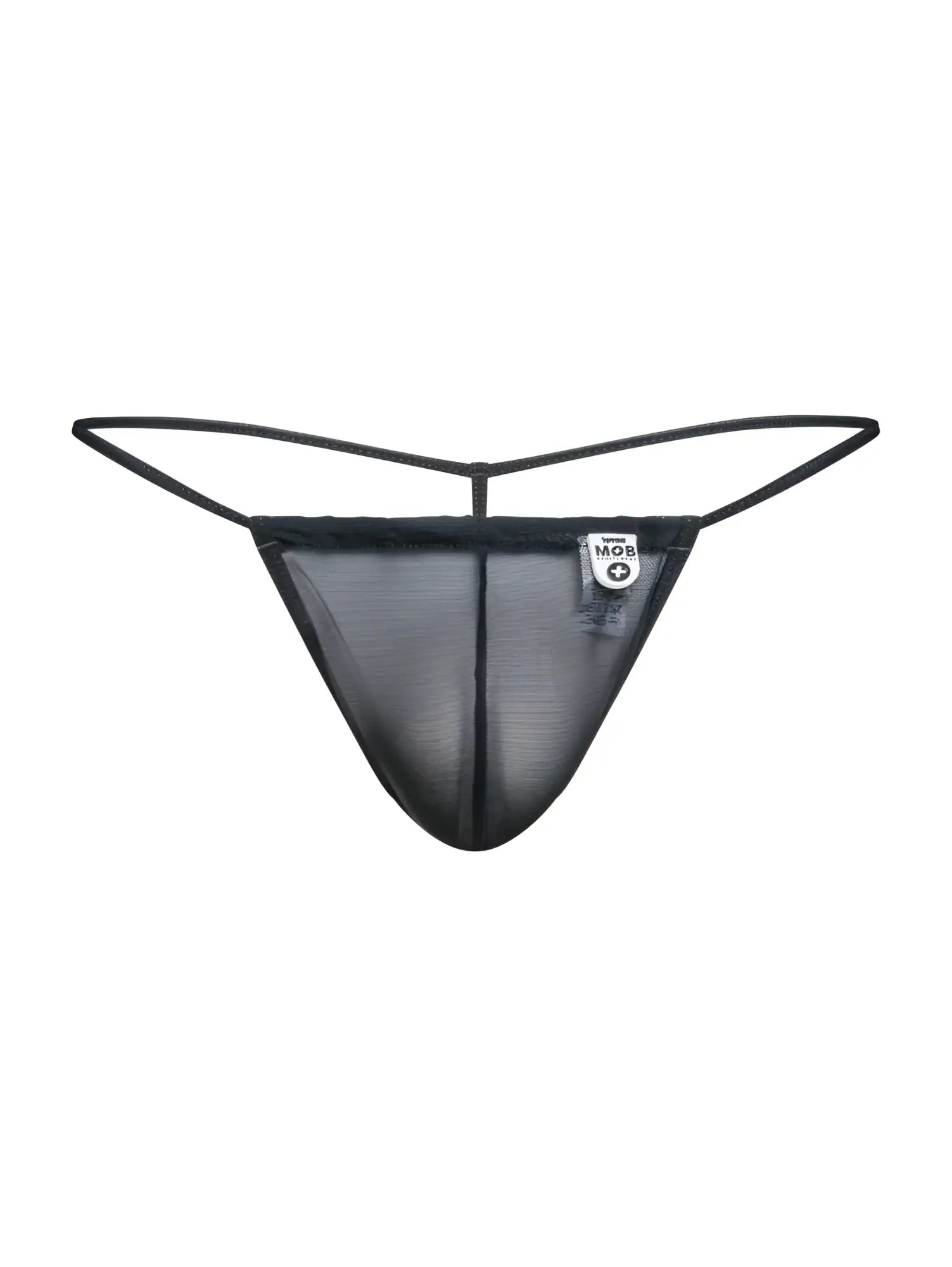 Black mesh male bascis mbl59 g-string thong with thin elastic straps and small white brand tag