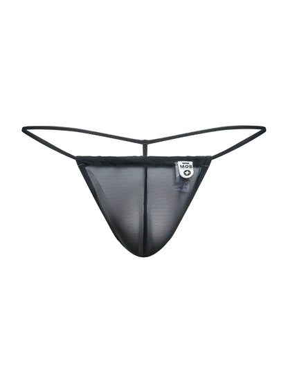 Black mesh male bascis mbl59 g-string thong with thin elastic straps and small white brand tag